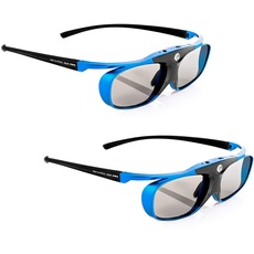 2X Hi-SHOCK DLP Pro Blue Heaven | DLP Link 3D Brille für 3D DLP Beamer von Acer, BenQ, Largo, Optoma, Viewsonic, LG [Shutterbrille | 96-144 Hz | wiederaufladbar | 32g | DLP Link | Blau]