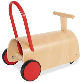 Pinolino Lauflernhilfe , Naturfarben, Rot , Holz , B 31 cmxH 45 cmxL 47 cm cm , Hinterrad mit Gummierung , Spielzeug, Babyspielzeug, Lauflernwagen