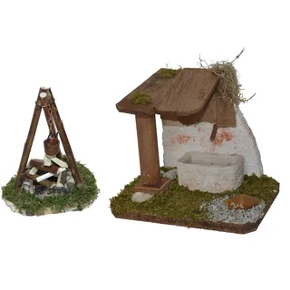 Krippen-Zubehör ALFRED KOLBE "Weihnachtsdeko", beige (natur), Holzwerkstoff, Dekofiguren, Krippen-Zubehör, Lagerfeuer mit Beleuchtung