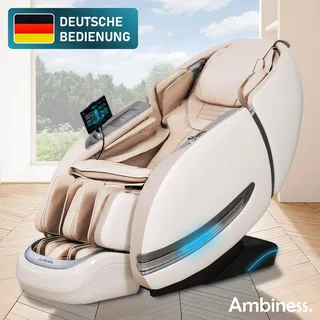 AMBINESS Massagesessel Relaxsessel YUNA | 60 Massageprogramme | deutsche Bediensprache | Zero Gravity-Funktion | 3D-Massagetechnologie Ganzkörpermassage + Wärmefunktion | Vitalwertmessung | Weiß