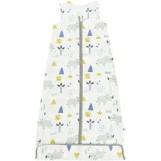 Chilsuessy Kinder Sommer Schlafsack 0.5 Tog Baby Sommerschlafsack aus 100% Baumwolle, Einstellbare Länge, Ärmellos Schlafanzug für Jungen und Mädchen, Süße Nashörner, 110cm/Baby Höhe 100-120cm