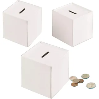 Baker Ross Bastelset - Spardose in Würfelform (3er-Pack), perfekt für Kinder zum Dekorieren und Personalisieren, ideal für Schule, Basteln und Bastelgruppen