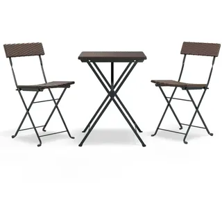 vidaXL 3-tlg. Bistro-Set Klappbar Braun Poly Rattan