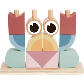 Tooky Toy Crabbie Stapelspielzeug aus Holz in Pastellfarben | Krabbe Stapelturm mit 12 Blöcken | Montessori Spielzeug für Kleinkinder