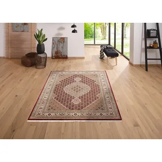OTTO home Orientteppich »Irrfan« rechteckig 12 mm Höhe handgeknüpft, Material: 80% Wolle, 20% Seide, mit Fransen, rot