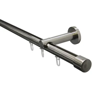 GARDINIA Innenlaufgarnitur Set Isa 1-läufig Ø 20 mm 180 cm Silber/Weiß