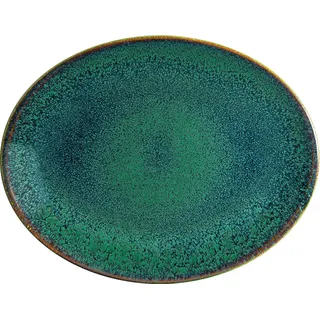 Bonna 2x Ore Mar Moove Platte oval 36x28cm 2,5cm hoch Grün Braun Porzellan OMRMOV36OV Servierplatten Speiseteller Essteller Geschirr