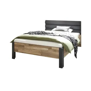 Begabino »Dallas Bett Jugendbett mit gepolstertem Kopfteil«, Polsterbett wahlweise in 140 oder 120 cm - Modernes Jugendzimmer Bett Montana Oak, - 146 x 96 x 213