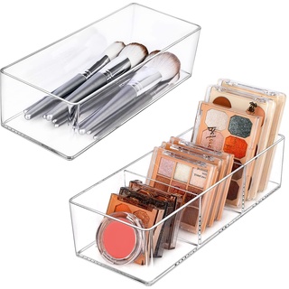 JessLab Schubladen Organizer, Acryl Make-up Organizer Kosmetik Aufbewahrung Schmuck Display für Schreibtisch Kleiderschrank Badezimmer Waschtisch Arbeitsplatte Transparent (1+3 Compartment)