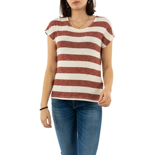 VERO MODA Damen Vmwide Stripe S/L Top Noos T-Shirt, Rote und Weiße Streifen, S