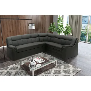 DOMO. collection Ecksofa Berlin, Zeitlose Leder-Eckcouch mit hochwertiger Federkern-Polsterung, Sofa in L-Form aus Kunstleder, 3 Sitzer Links, Couch 205 x 250 x 89 cm, schwarz