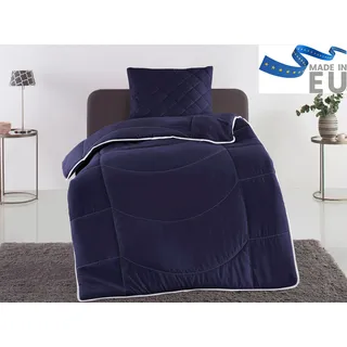 my home Steppbett + Kopfkissen »Microlux, Bettdecke 135x200 cm, 155x220 cm« Set mit Kissen 40x80 cm, 80x80 cm, Sommer, Herbst, Winter in 4 Farben, blau