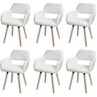Mendler 6er-Set Esszimmerstuhl HWC-A50 II, Stuhl Küchenstuhl Polsterstuhl, Holz Stoff/Textil Bouclé (450g/m2)