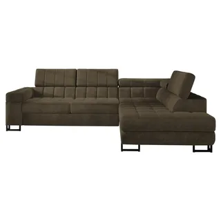 MIRJAN24 Ecksofa Laris, L-Form Polsterecke, Stilvoll Eckcouch mit Bettkasten und Schlaffunktion (Farbe: Wave 09, Seite: Rechts) - Braun