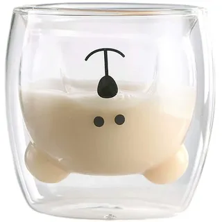 Süße Bier tassen KaffeeTeegläser Trinkgläser Kaffeeglas Doppelwandige Isoliergläser Bär Katze Becher Tasse