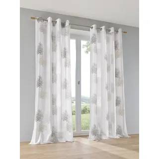 Kutti Vorhang »Belinda« Ösen 1 Stk. tlg. Gardine, halbtransparent, Ausbrenner, bedruckt, Viskose-Polyester, grau