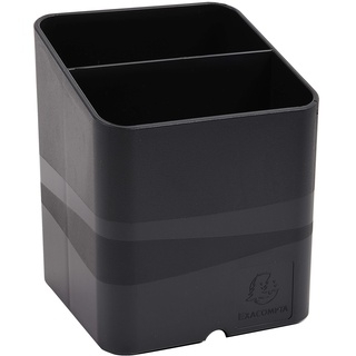 Exacompta 677014D 10er Pack Premium Stiftehalter Pen-Cube Ecoblack aus Recycling-Kunststoff mit 2 Fächern für mehr Ordnung auf dem Schreibtisch Blauer Engel Stifteköcher Stiftebox Organizer Schwarz