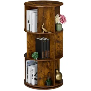 Relaxdays Bücherregal drehbar 50 x 104 x 50 cm Braun