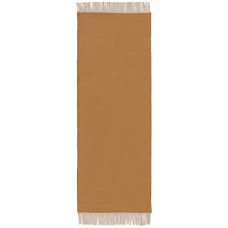 Kunstloft Wollteppich Liv Gelb 80x250 cm , Textil , Beton Optik , Rechteckig , 80x1 cm , Gots , pflegeleicht , Teppiche und Böden, Teppiche, Schafwollteppiche