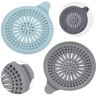 Alyvisun 2Pcs Silikon Abflusssieb mit Saugnapf, Haarfänger Dusche Abfluss Abdeckung, Duschablauf Haarsieb für Waschbecken, Badezimmer, Badewanne, Küche (Blau + Grau)