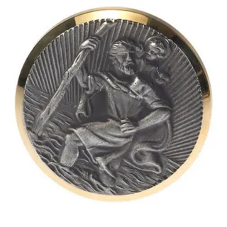 HP Autozubehör 19121 Christophorus Plakette, Gold, Silber