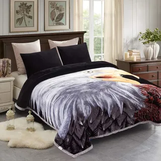 JML Fleece Blanket King Size 85" x93", Plush Korean Style Mink Blanket - 10 Pounds, 2 Ply A&B Printed, Silky Soft and Warm Raschel Bed Blanket, Eagle/Tiger