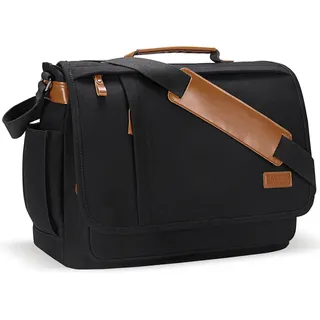 ESTARER Umhängetasche Herren/Groß Laptoptasche 15.6 Zoll für Arbeit Uni aus Canvas SCHWARZ
