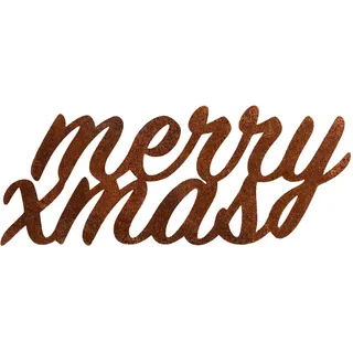 Deko Kind - Rostiges MerryXMas - 19x8cm - Wetterbeständig - Edelrost - Rost Gartenstecker - Metall - Gartenfigur - Rost Deko - Wanddeko - Merry X Mas – Frohe Weihnachten