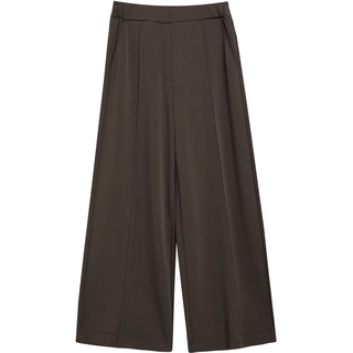 Schlupfhose COMMA, Damen, Gr. 42, N-Gr, braun, Web, Obermaterial: 50% Polyester, 44% Viskose, 6% Elasthan, unifarben, bequem lang, Hosen Schlupfhose, mit weitem Bein, Stretch