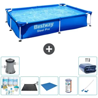 Bestway Steel Pro Rechteckig - 221x150x43 cm - 8-teilig S21521 - Blau