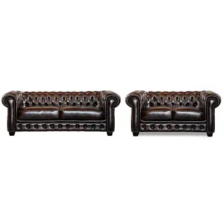 Chesterfield Ledersessel - Büffelleder - Rotbraun - BRENTON