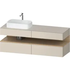 Duravit Qatego Konsolenwaschtischunterbau, 2 Auszüge, 2 Schubkästen, Ausschnitt links, 1600x550x600mm, Nische Eiche Natur, QA4777030, Farbe: taupe supermatt