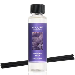 Airkeep Raumduft Nachfüller 100ml mit Stäbchen – Lavender Field Reed Diffuser Refill Set – Langanhaltender Duft– für Wohnzimmer, Bad & Schlafzimmer