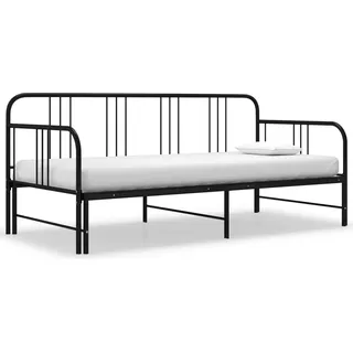 Tagesbett Ausziehbar Schwarz Metall 90x200 cm - Schwarz