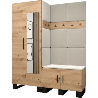 Garderobe ARTIN Set 14 mit gepolsterten Paneelen Industrial Design - Braun