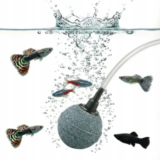 Aquarium Deko Steine Luftstein 3 cm Durchmesser, fuer Schlauch 4/6 mm, grau