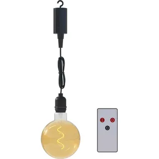 Calex Hängelampe, Pendel Außenbeleuchtung mit Batterie, Filament Gold, Dekorative Lampe, 4 Lumen Sanfte Lichtleistung - Schwarz
