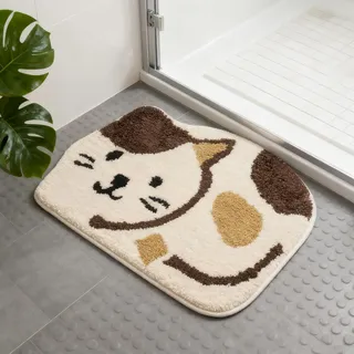 Jnidesier Katzen Motiv Badematte Anti-Rutsch, Weicher & Saugstarker Badezimmer Teppich, Waschbar, 45 x 65 cm