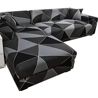 uyeoco Sofa Überzug Sofabezug L U Form Grau/Braun Couchbezug Sofahusse Rechts/Links Sofa Couch Hussen 1 2 3 4 Sitzer Ecksofa Stretch Eckcouch L-vormig Bezug L-Förmige Sofabezüge
