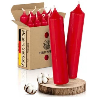 Kerzenfeld® Kurze Stabkerzen Rot, 2-fach getaucht, 10cm x 2,2cm | Made in Germany, Bunte Kleine Kerzen - Ohne Tropfen & Rußen - RAL-Zertifizierte Tafelkerzen, Tischdeko für Zuhause oder Event