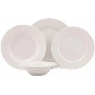Elegant 24-Piece Dinner Set, 100% Porcelain, White | Includes Service Plates, Bowls, Dessert Plates | Dishwasher & Microwave Safe | Perfect for Any Occasion