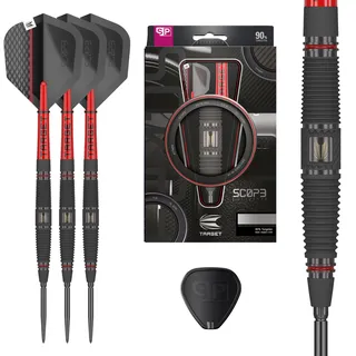 Target Darts Scope Swiss Point Steeldarts, 90% Tungsten Dart-Set, Barrel 04-22G | Steeldarts Set, Darts in Rot & Schwarz, Profi Dart-Set mit Swiss Points & Tool