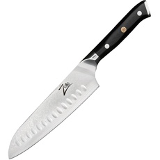 Zelite® Santoku Damastmesser, Scharfes Küchenmesser 17,8 cm, Japanisches Messer für Zuhause und Gastro, Profi-Messer Scharf, Damast Kochmesser für Küche, Damaszener Messer mit Nahtloser Verarbeitung