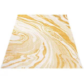 Carpet City Outdoorteppich »Outdoor 710« rechteckig 5 mm Höhe In/- Outdoor geeignet, Abstrakt, Wohnzimmer, Balkon, Terrasse, gelb