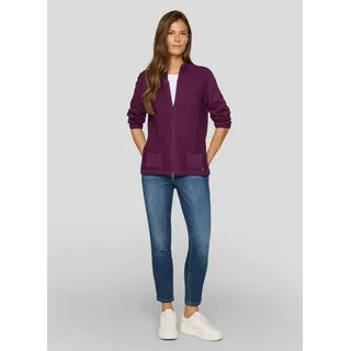 Rabe Strickjacke mit Reißverschluss und Stehkragen, lila