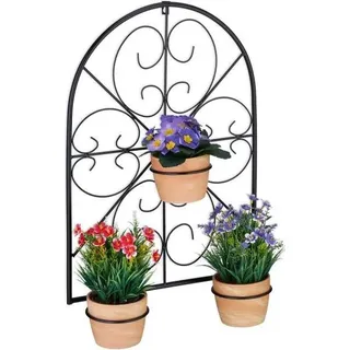 Moderner Blumentopfhalter aus Metall für 3 Blumentöpfe, Schwarz, 45,5 cm Breite - Schwarz