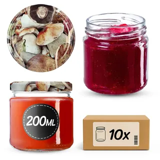 KADAX Einmachgläser 200 ml 10er Set, Dessertgläser fi66 – Marmeladengläser mit Twist-Off Deckel, Luftdicht & Spülmaschinenfest, Dickwandiges Glas