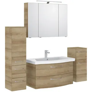 Pelipal Badezimmer , Eichefarben , Metall , 5-teilig , 9 Fächer , insgesamt: 5,2 Schubladen , 158 cm , Made in Germany , hängend, Typenvielfalt , Badezimmer, Badmöbelsets & Badmöbelserien, Badmöbel-Sets