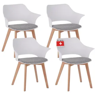 Albatros Esszimmerstuhl AALBORG Holz weiß 4er Set