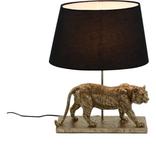 Voss Design Lampe Tischlampe Tiger Gold Schwarz 60 cm Gepard Leopard Tier Lampe Tischleuchte - Gold